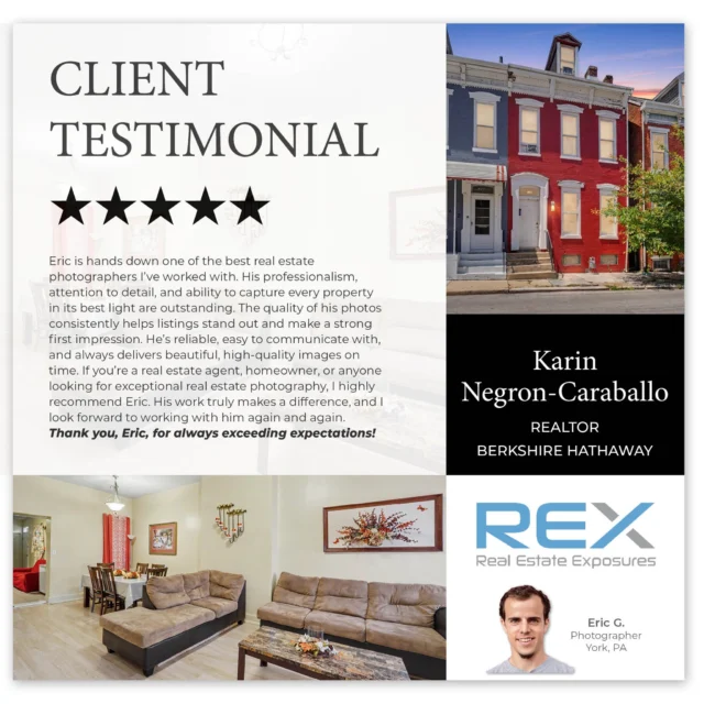⭐⭐⭐⭐⭐ Eric is on a roll! Kudos for all your hard work and notable talent!
We appreciate you Eric!
.
#realestateexposuresphotographer #rexsquad #5StarReview #satisfiedcustomer #teamwork #yorkpa